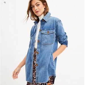 Loft Petite Denim Shirt Jacket – Blue